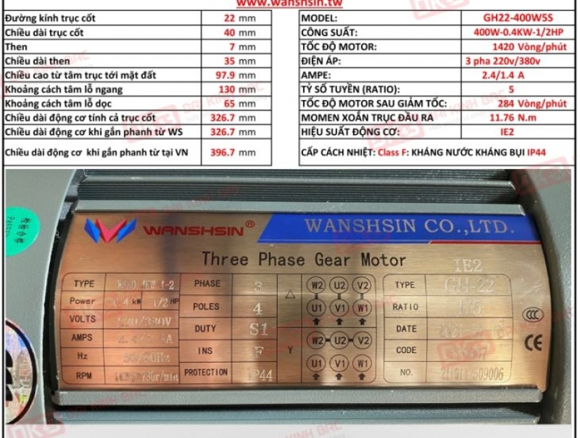 Ưu thế của Động Cơ Giảm Tốc Chân Đế Wanshsin GH22-400W-5S