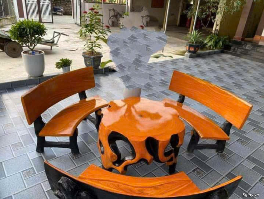 Bộ bàn ghế đá giả gỗ bình dương