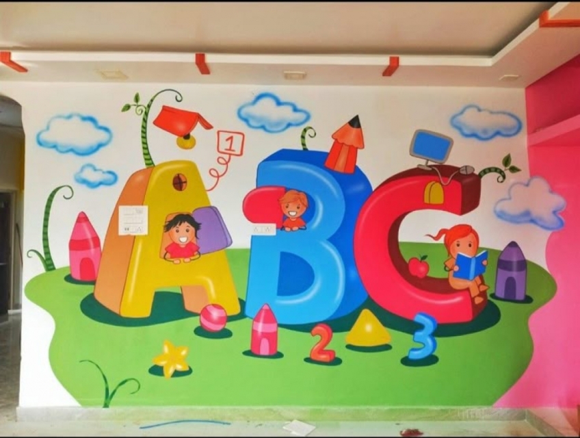 Vẽ tranh tường mầm non ngộ nghĩnh