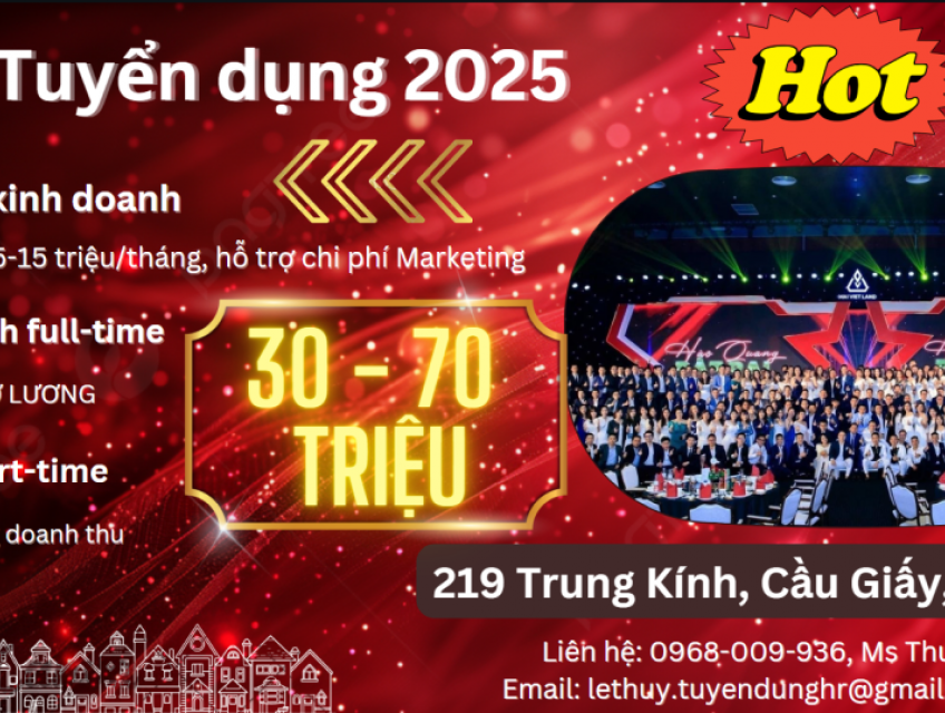 MAI VIỆT LAND cần tuyển Nhân viên kinh doanh full-time và Telesale part-time
