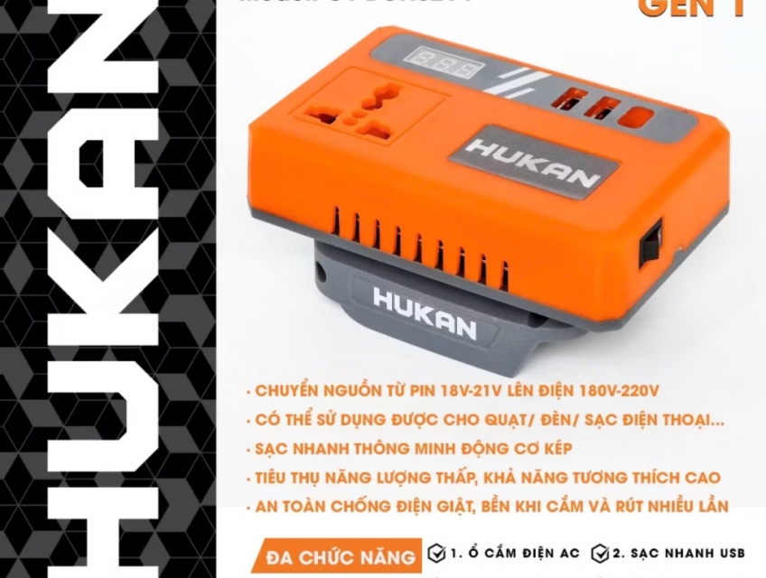 Bộ Chuyển Nguồn 21V sang 220V kèm Cổng Sạc USB