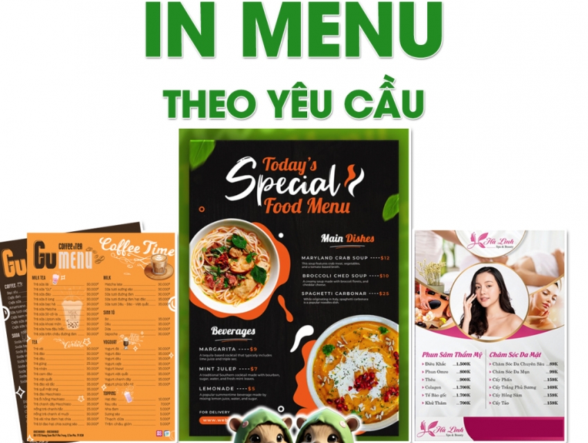 Dịch Vụ In Menu Theo Yêu Cầu A4 A5 A6 – Bền Đẹp – Chống Nước