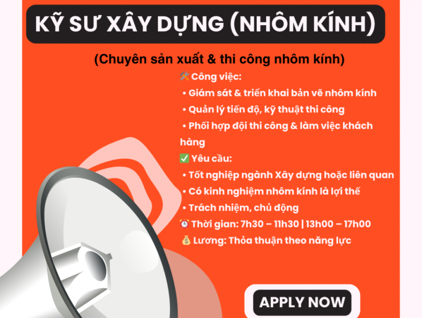 Tuyển Kỹ sư Xây dựng Bình Tân