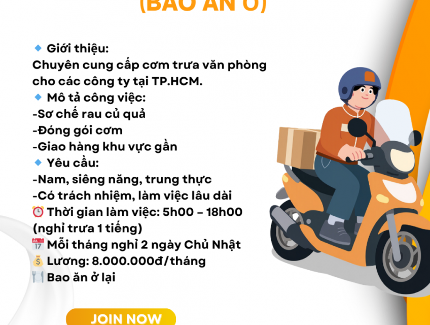 TUYỂN NAM PHỤ QUÁN – GIAO HÀNG (BAO ĂN Ở)