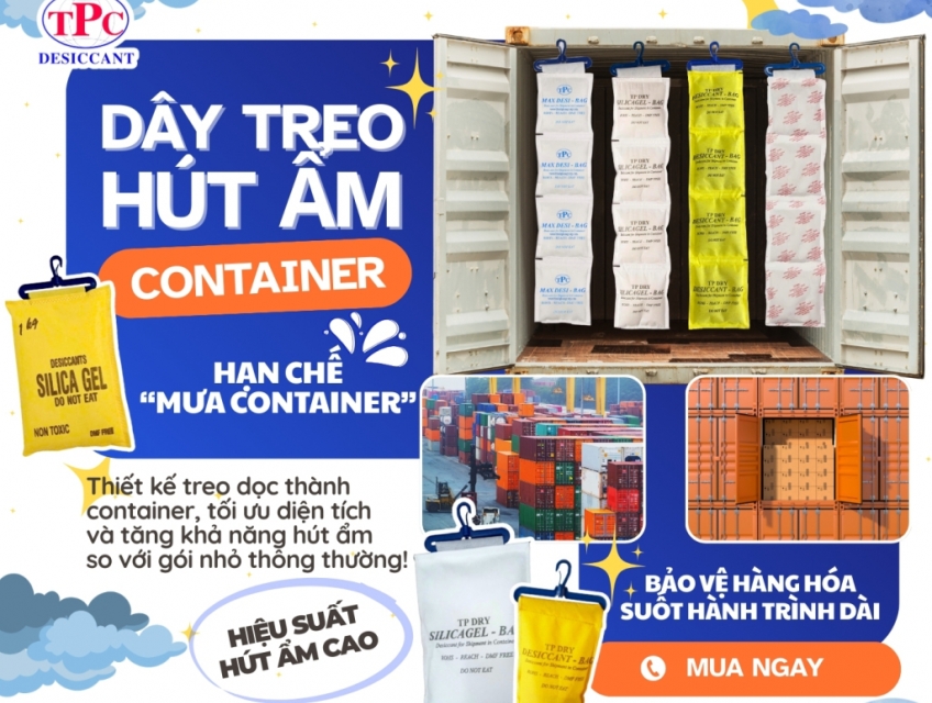 Dây treo hút ẩm Container bảo quản hàng hoá