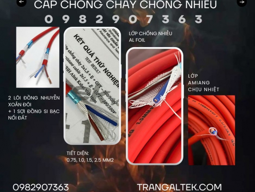 Phân phối cáp chống cháy chống nhiễu 3 miền