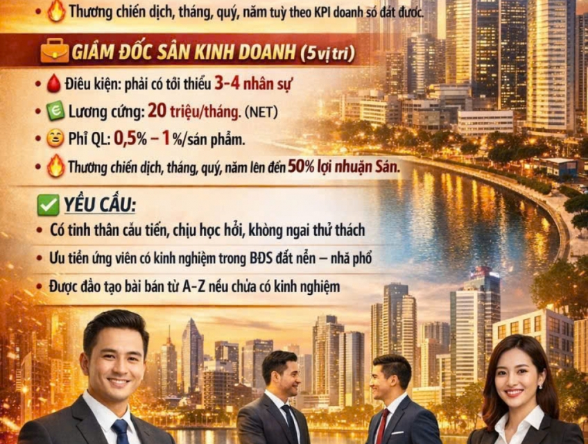 ĐỊA ỐC PHÚC THỊNH tuyển gấp NVKD thu nhập hấp dẫn đi làm ngay