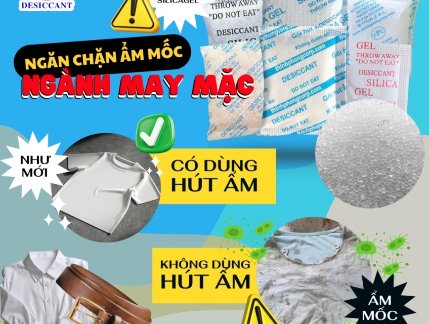Gói hút ẩm Silicagel Thịnh Phong chuyên dùng bảo quản quần áo , sản phẩm may mặc