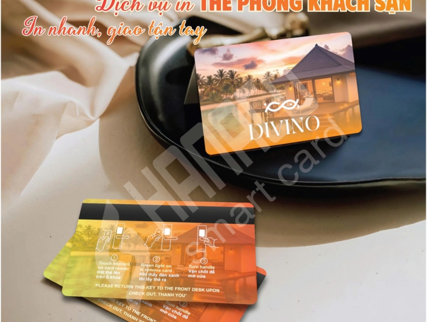 In thẻ khóa khách sạn chuyên nghiệp, bền đẹp.