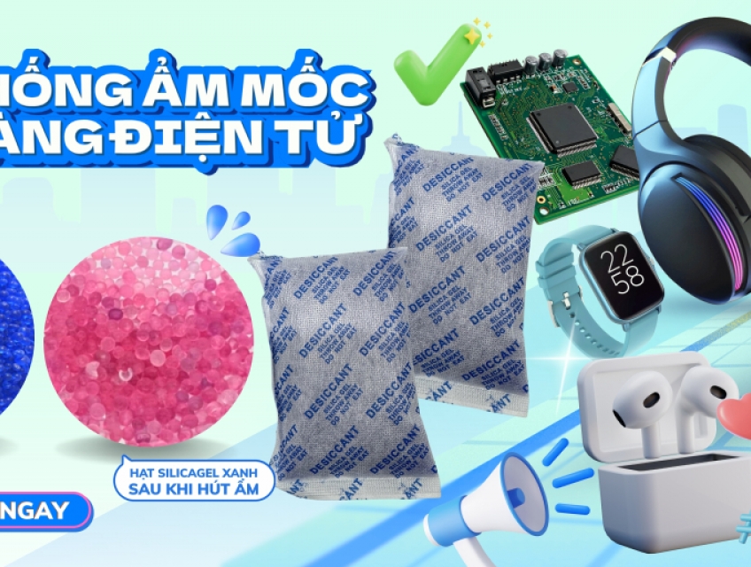 Gói hút ẩm silicagel hạt xanh bảo quản các mặt hàng điện tử