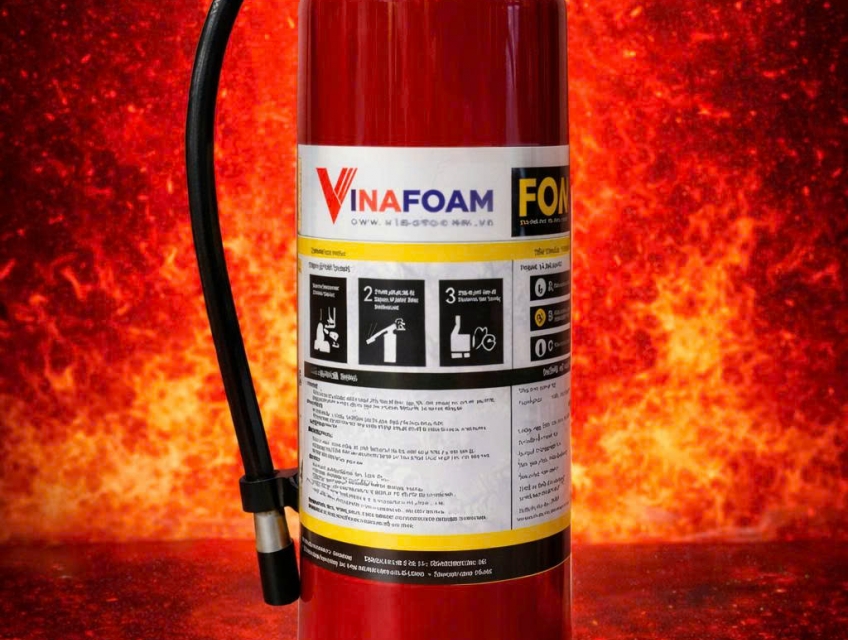 Bình chữa cháy bột ABC Vinafoam 6kg + tem kiểm định