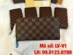Ví LV dây kéo caro nâu hàng super
