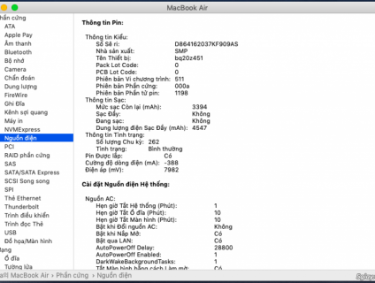 Macbook Air 2014 i5 4gb ssd 128 sạc 260 lần