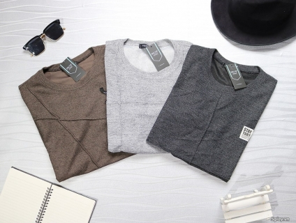 Áo thun nam dệt kim cổ tròn