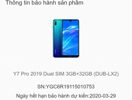 Cần bán huwei y7 pro 2019 mới 99%