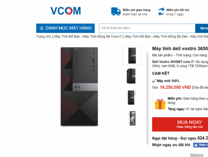 Thông số kỹ thuật máy tính Dell Vostro 3650 CPU intel Core i7