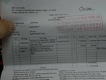 Macbook Pro Retina Late 2013 15inch Core i7 - Ram 16gb - Ssd 512gb