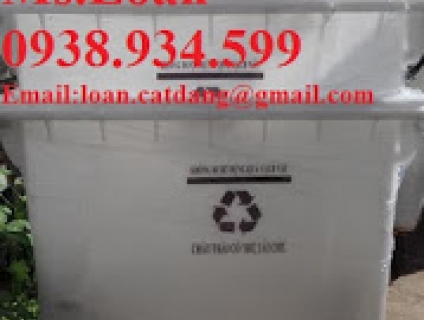 xe thu gom rác thải bệnh viện 660 lít màu trắng,xe đẩy rác 660 lít