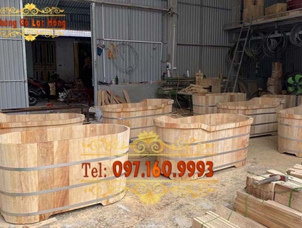 BỘ BỒN TẮM GỖ PƠ MU TAY NẮM INOX ĐỦ PHỤ KIỆN