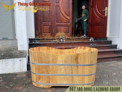 THÙNG TẮM NẰM GỖ PƠ MU CỠ CHUẦN 130CM