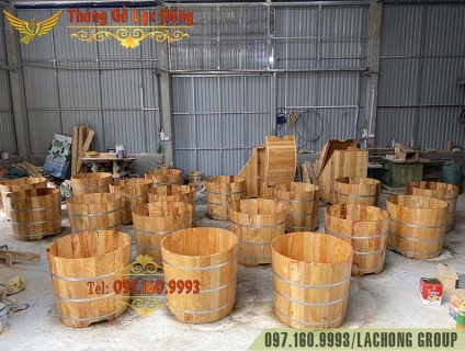 THÙNG TẮM THUỐC GỖ PƠ MU CAO CẤP VIỀN 2 LỚP