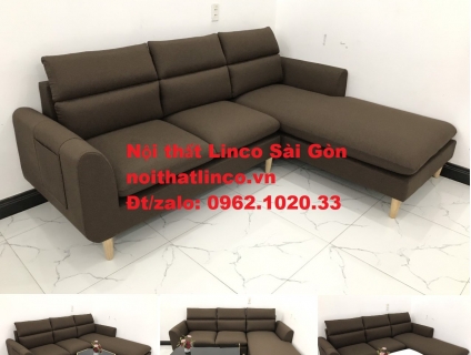 Bộ sofa góc chữ L | Nẫu cafe đen đậm giá rẻ phòng khách | Sofa Linco