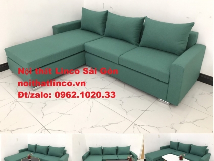 Mẫu ghế sofa góc chữ L | Sofa góc xanh ngọc lá cây giá rẻ | Sofa Linco