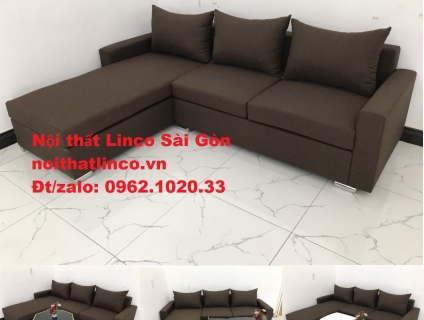 Sofa góc chữ L đẹp | Sopha salon góc L giá rẻ Nâu cafe đen | Linco HCM