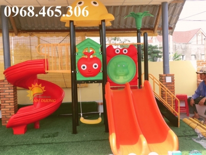 Bộ liên hoàn ngoài trời máng trượt đôi hàng nhập khẩu bền đẹp