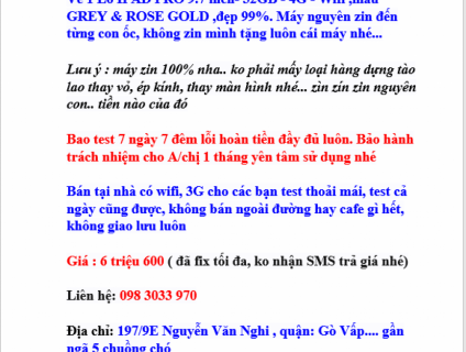 ipad Pro 9.7 -32gb-4G -WIFI,99%.zin all.bh 1 tháng