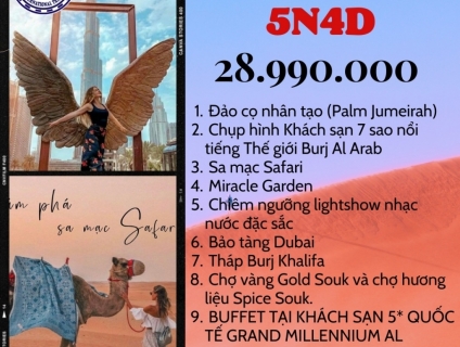 TOUR DUBAI 5 NGÀY 4 ĐÊM CAO CẤP