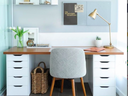 Bàn gaming, bàn làm việc kiểu IKEA – Loại 2 hộc tủ lớn