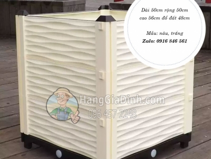 Chậu trồng hoa hồng cây ăn quả cao 56cm kích thước 50x50x56cm