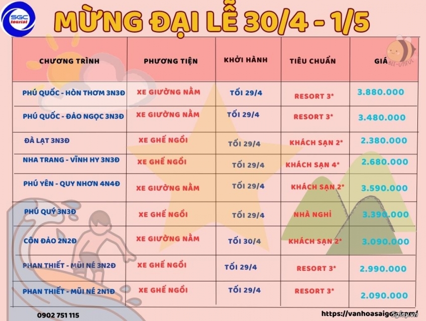 Tour hay giá rẻ mừng lễ 30/4 cùng SGC Tourist