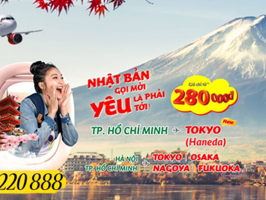 Vietjet Air ưu đãi vé bay đi Nhật Bản chỉ từ 280K