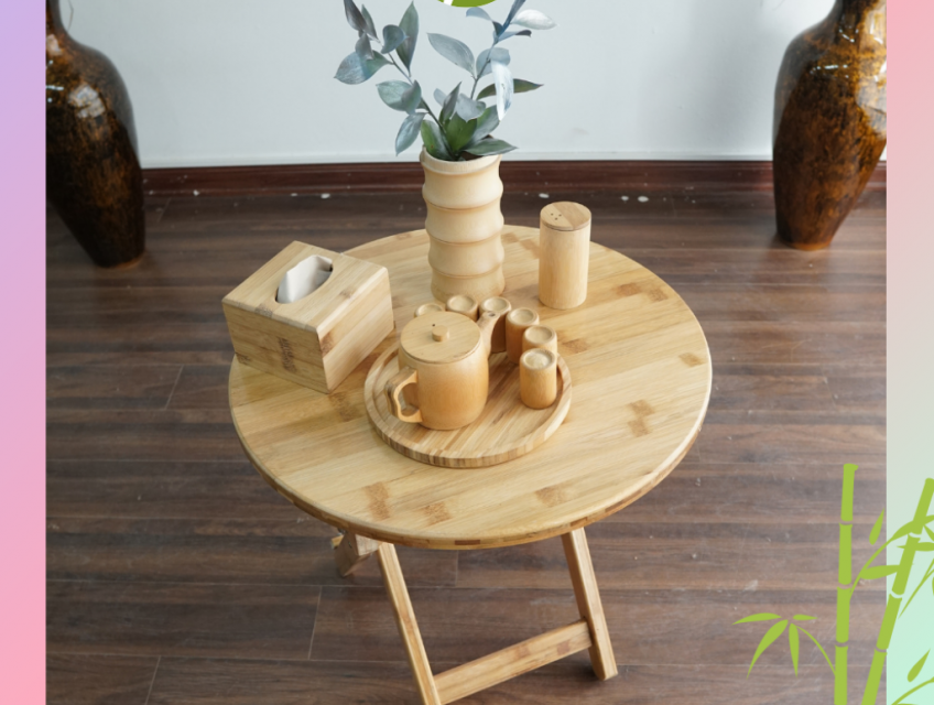 bàn ghế, khay, lồng đèn, đồ decor, dụng cụ ăn uống, nấu ăn... bằng tre
