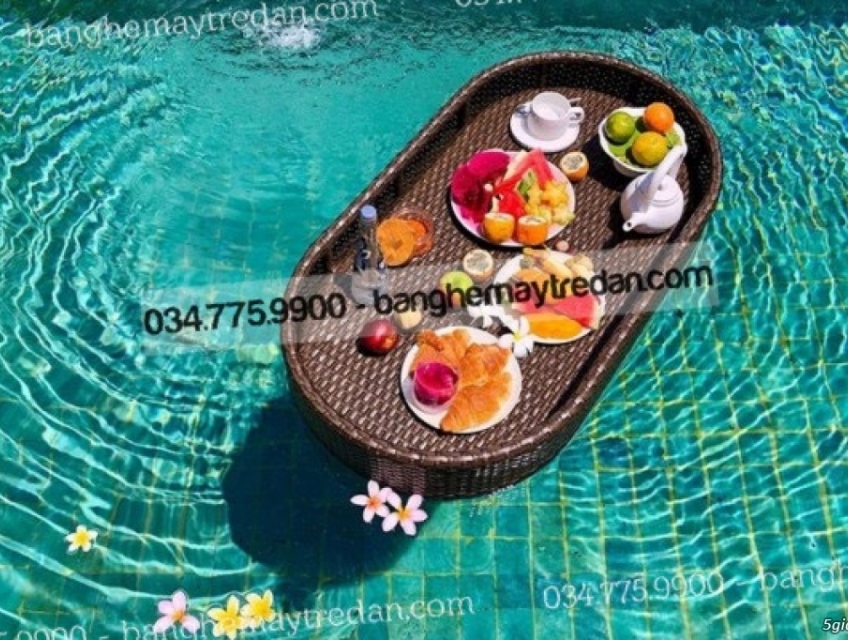 Nơi bán khay nổi nhựa giả mây để đồ ăn bể bơi chất lượng cao, giá tốt