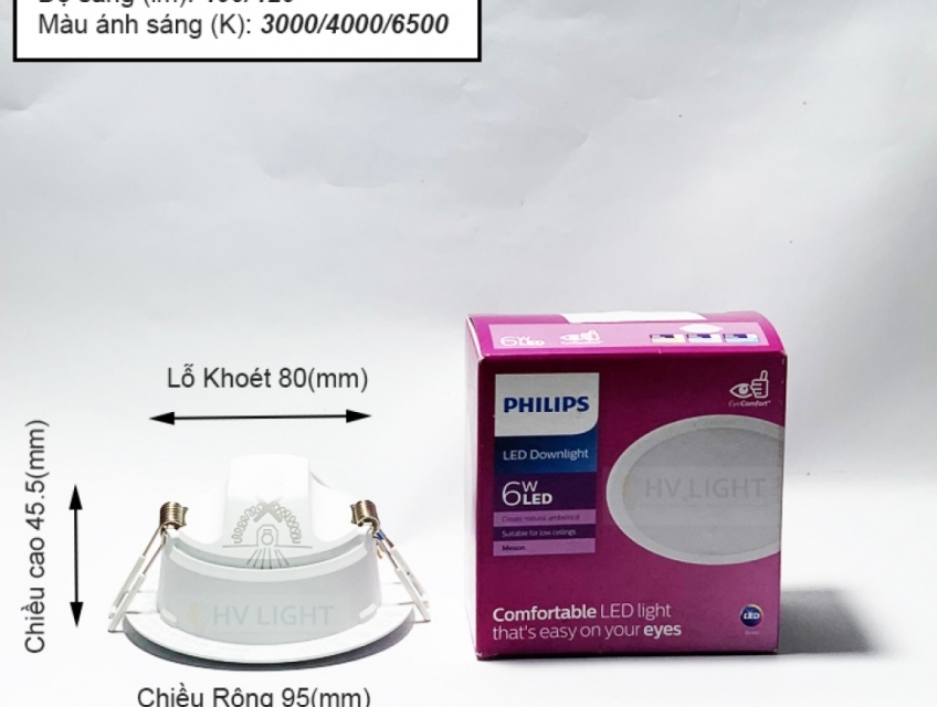 Đèn led âm trần Philips MESON 59444 6W D80 chính hãng | HV Lighting