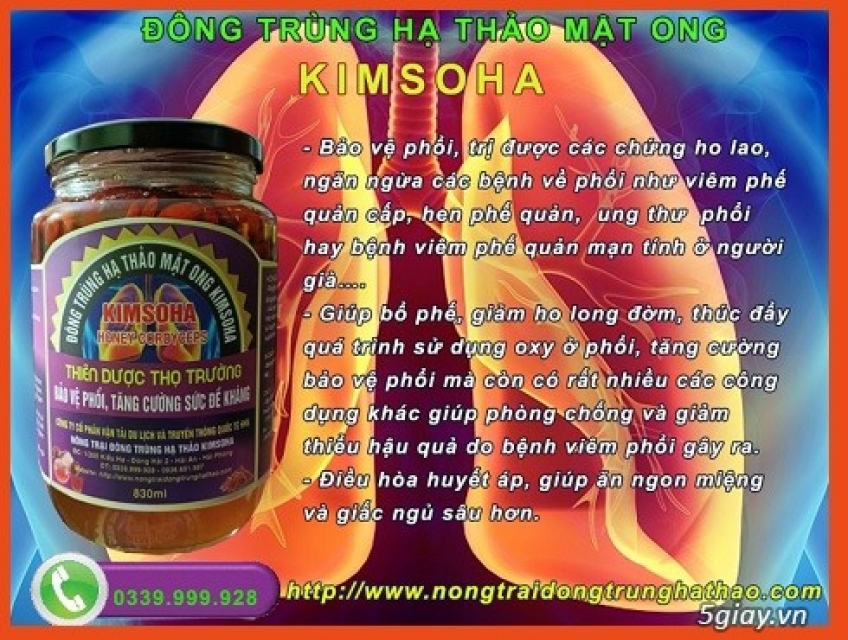ĐÔNG TRÙNG HẠ THẢO MẬT ONG KIMSOHA  BẢO VỆ PHỔI
