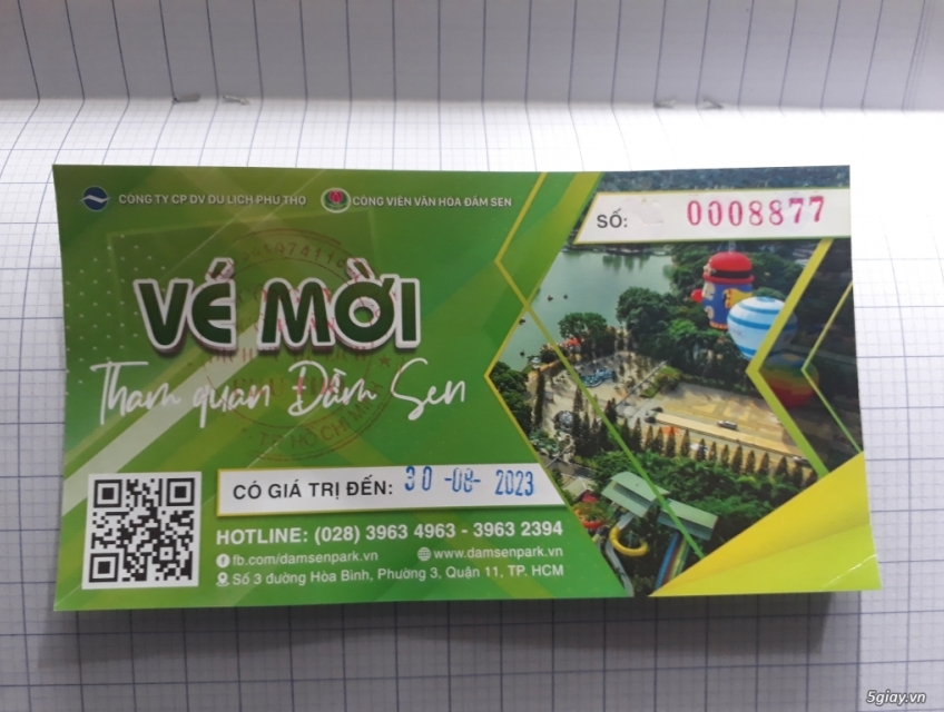 Vé vào cổng công viên Đầm Sen. Vé đi được tất cả các ngày lễ