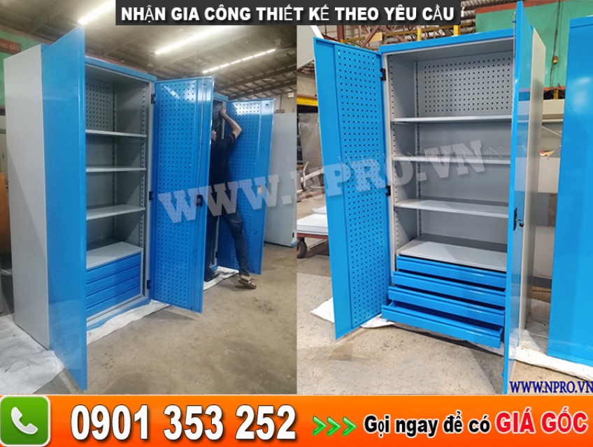 Tủ chứa đồ nghề vật tư nhà xưởng 8 ngăn 2 cánh