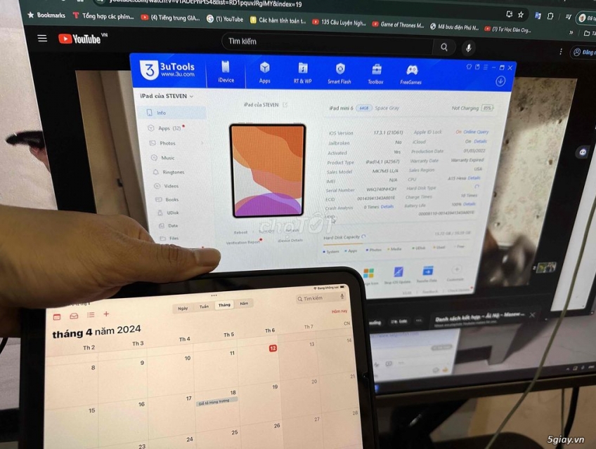 ipad mini 6 pin 100% đẹp 99% sạc đúng vài lần - tặng bao da