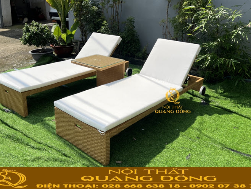 Ghế hồ bơi QD-253 mẫu ghế nằm thư giãn không tay rộng thoáng