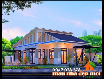 Mẫu nhà cấp 4 đẹp mái lệch hiện đại 120m2 thiết kế đầy cá tính