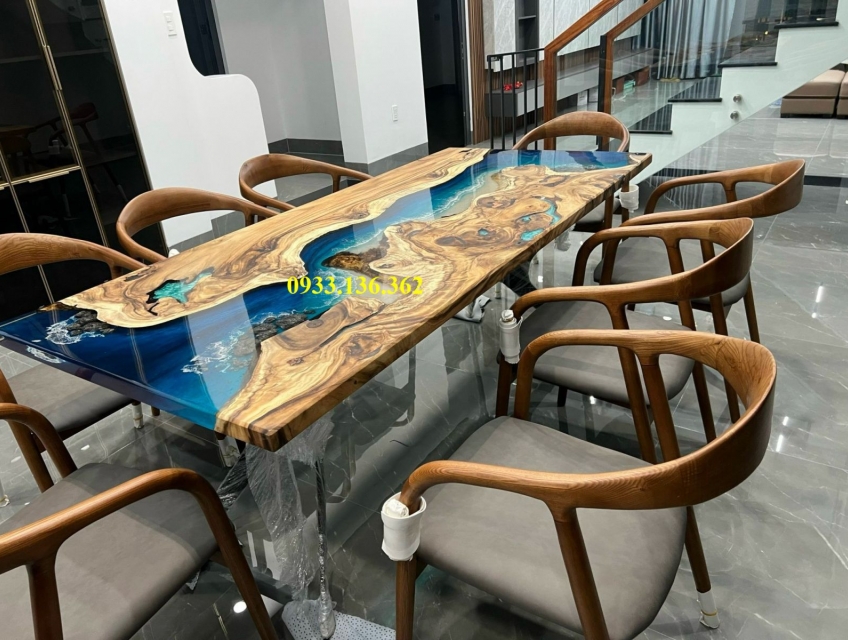 Bàn gỗ epoxy sóng biển 2024