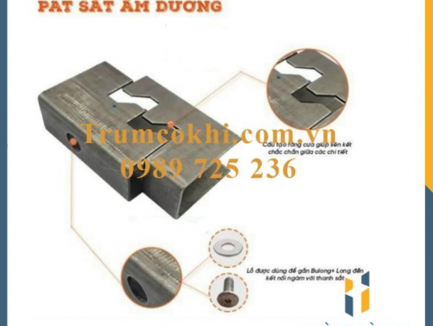 Ngàm âm dương 25×50 mm, ngàm lắp ráp bàn sắt