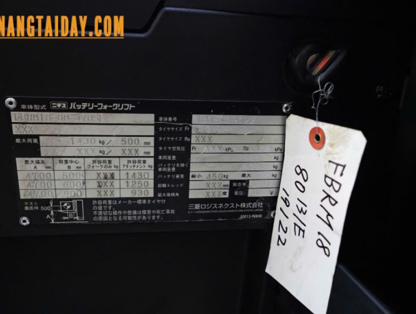 Bán xe nâng điện đứng Nichiyu 1,8 tấn 2018 4m7 Nhật Bãi