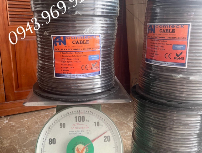 Cáo mạng Cat6 ngoài trời có dây gia cường chịu lực ACT-6LANOD-305BK