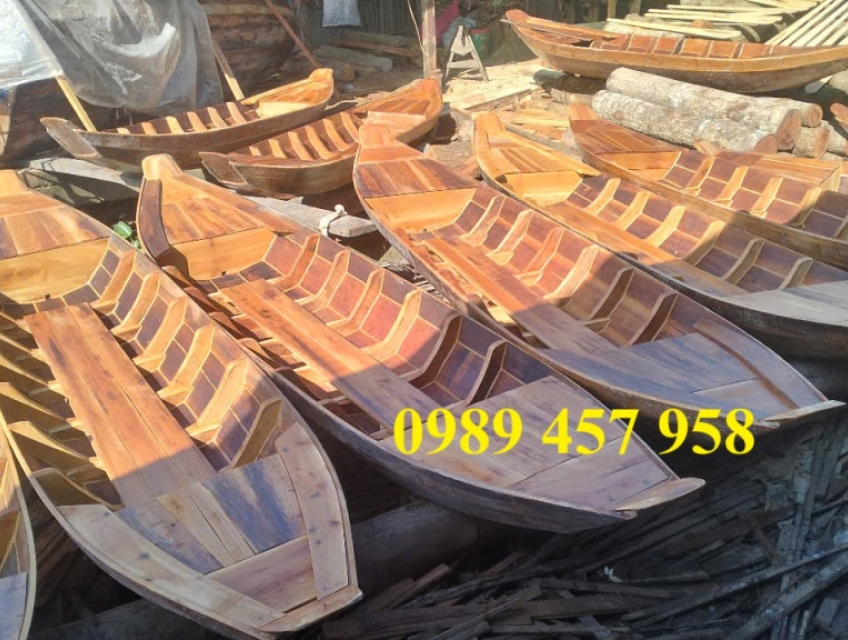 Thuyền gỗ chèo tay 2 người, Thuyền gỗ chụp ảnh, Thuyền hái sen