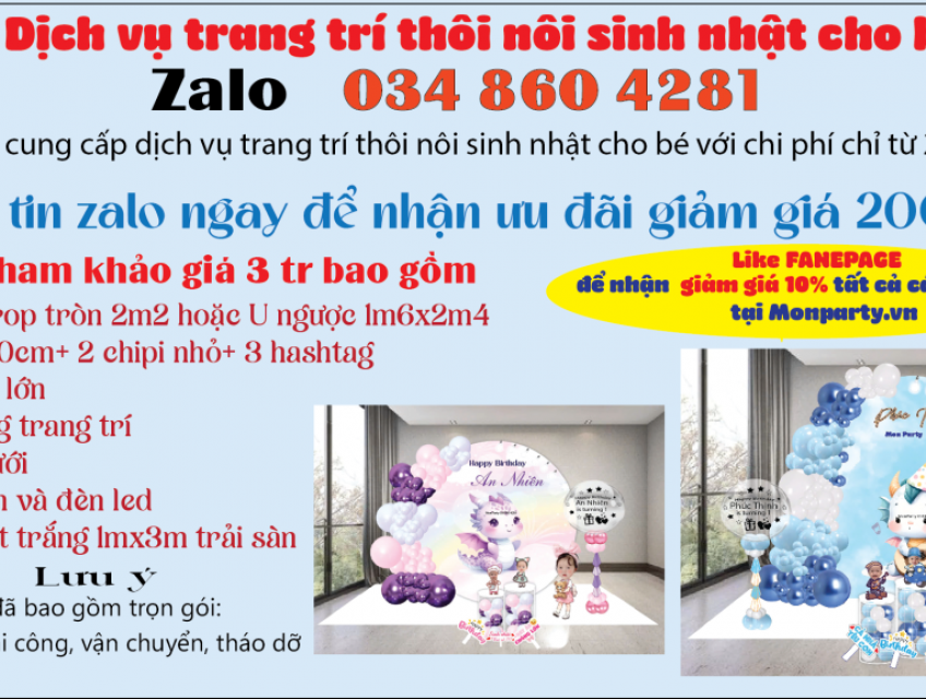 Dịch vụ Trang Trí Thôi Nôi từ 2tr